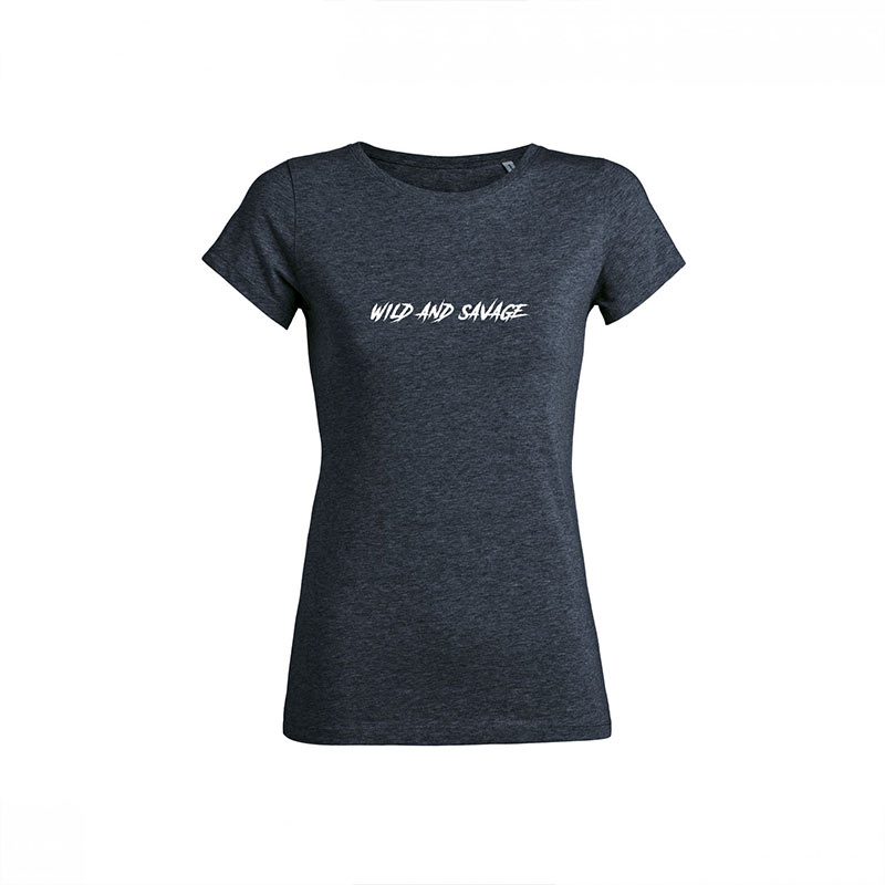 Créations pour Wild And Savage Tee Shirt sérigraphié femme gris chiné
